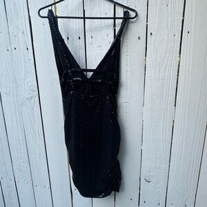 Urban Outfitters Black Sequin sexy strappy back Dress
